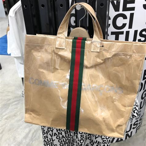 cdg x gucci craft tote bag